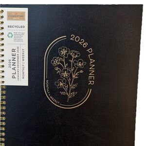 Clementine Paper inc 12-month Large Size Planner Black Jan- Dec 2026 Hard